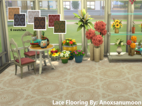 Sims 4 — Lace Flooring by Anoxanumoon2 — Lace flooring comes in 6 beautiful swatches. Suitable for shabby chic or elegant