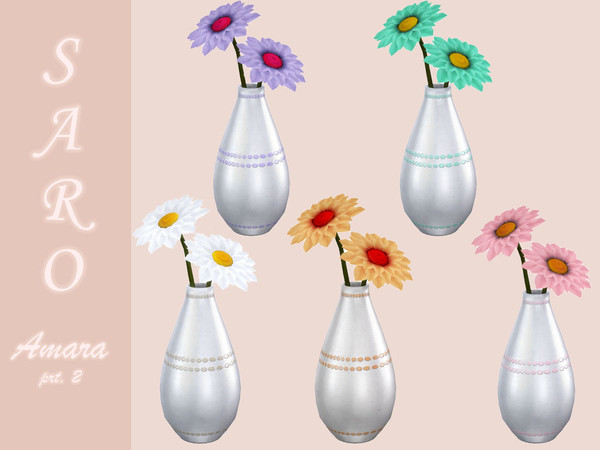 Sims 4 — Amara daisy by SSR99 — A pair of sweet daisies in a small pot. The size is perfect for nightstands or the centre