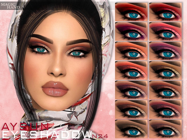 Sims 4 — Aysun Eyeshadow N24 [Patreon] by MagicHand — Glitter eye makeup in 16 colors - HQ Compatible. Preview - CAS