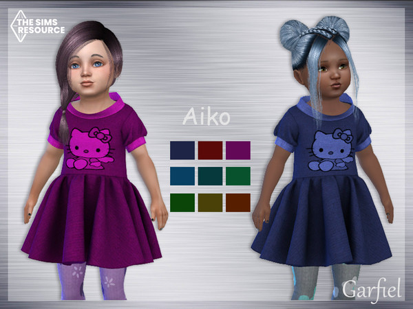 Sims 4 — Aiko by Garfiel — - 9 colours - Everyday, party, formal - Base game compatible - HQ compatible