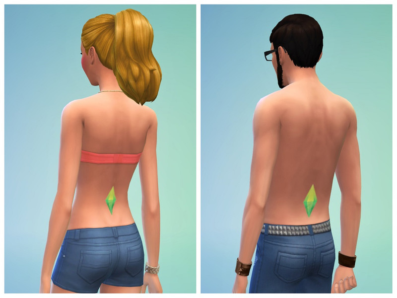 Sims 4 The Sims Resource | The Sims 4 Plumbob Tattoos - lower back tattoo by TSR Creator