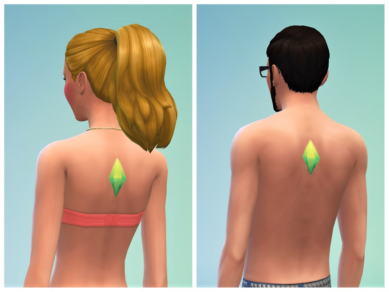 Sims 4 The Sims Resource | The Sims 4 Plumbob Tattoos - upper back tattoo by TSR Creator