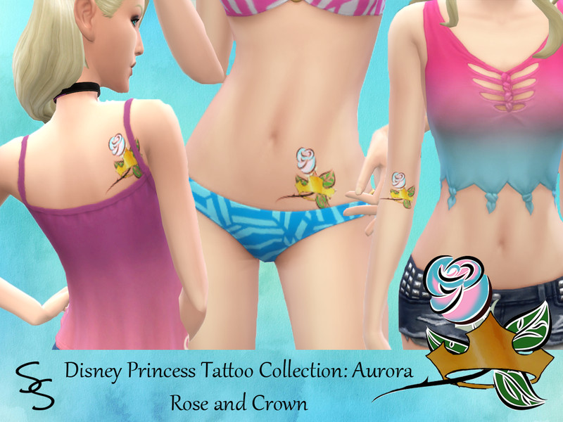 Sims 4 The Sims Resource | Disney Princess Tattoo Collection: Rose and Crown by TSR Creator