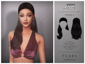 Sims 4 — Ade - Tears / Style 2 (Hairstyle) by Ade_Darma — Tears Hairstyle - Style 2 New Hair Mesh 47 Colors HQ Textures