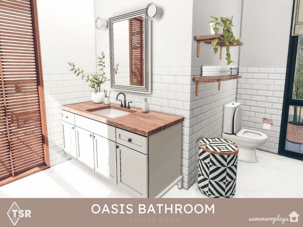 Sims 4 —  Oasis Bathroom  - TSR CC Only by Summerr_Plays — Oasis bathroom is a modern-styled room. Check Required tab for