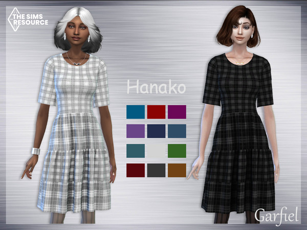 Sims 4 — Hanako by Garfiel — - 12 colours - Everyday, party, formal - Base game compatible - HQ compatible