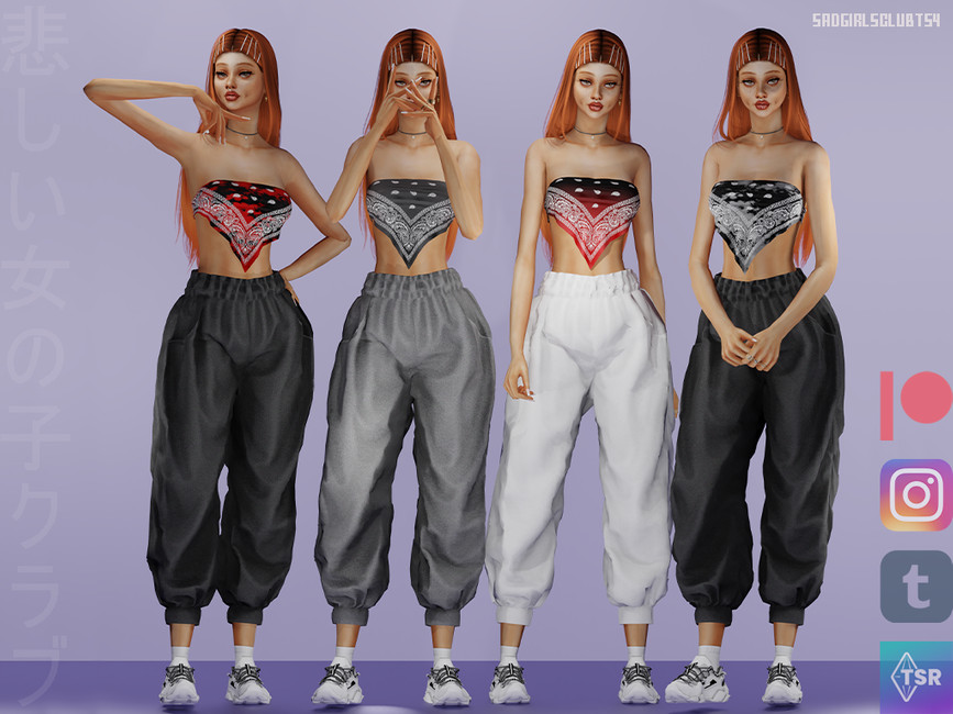 The Sims Resource - SAD GIRLS CLUB bandana top (set 01)