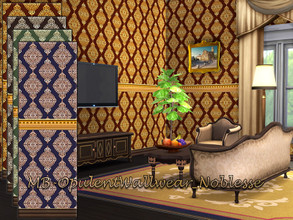 Sims 4 — MB-OpulentWallwear_Noblesse by matomibotaki — MB-OpulentWallwear_Noblesse Gold interwoven brocade wallpaper with