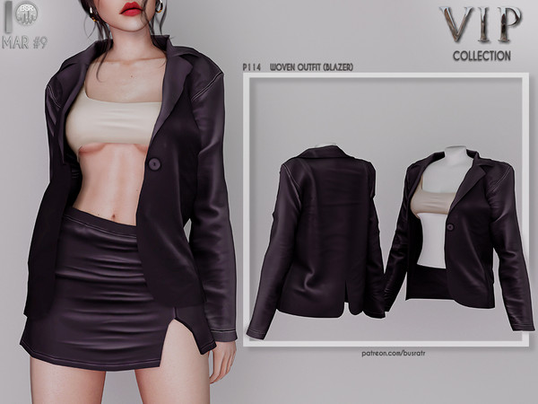 Sims 4 —  [PATREON]  (Early Access) WOVEN OUTFIT (BLAZER) P114 by busra-tr — 10 colors Adult-Elder-Teen-Young Adult For
