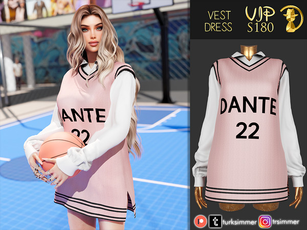Sims 4 — [Patreon] (Early Access) Vest Dress S180 by Daph's — 10 Swatches Compatible with HQ mod Works with all of skins