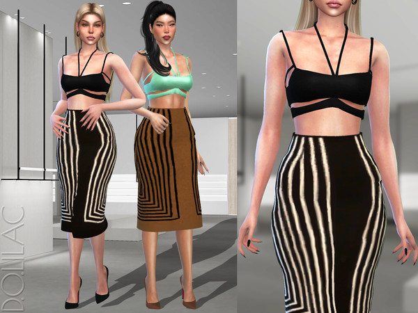 Sims 4 — Monogram Wrap Skirt [SET] DO349 by DOLilac — Custom thumbnail New Mesh 4 Colors Adult-Elder-Teen-Young Adult For
