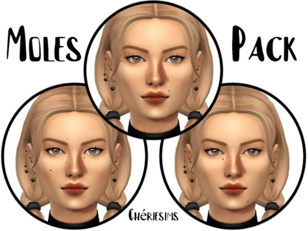 Sims 4 — CherieSim's Mole Pack by cheriesim — Three swatches of multiple moles scattered on different places of the face.