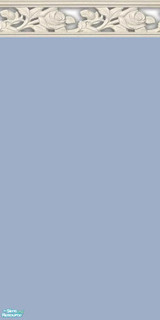 Sims 2 — NK PI Walls w Rose Shadow - Dusty Blue by MoMama — Dusty Blue paint is topped by a rose shadow molding.