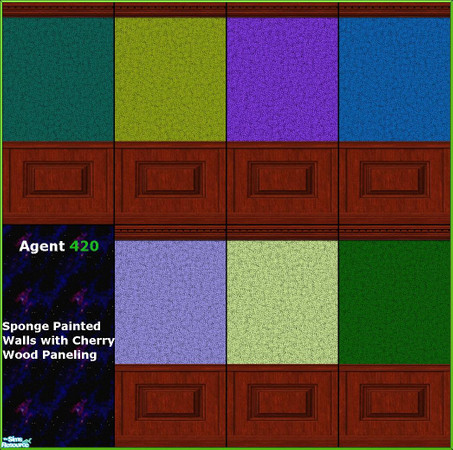 Sims 2 — Star-Sponge Paint w Cherry Paneling by Agent420 — Star Sponge painted walls with Cherry Wood Paneling. 7 Colors