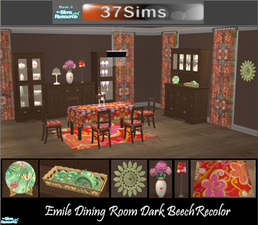 Sims 2 — Emile Dark Beech Recolor by Elize-37sims — Recolor of the Emile Dining Room