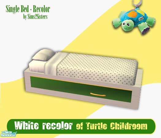 Sims 2 — S2S White recolor of Turtle Childroom - Single Bed by sims2sisters — 