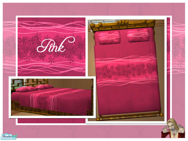 Sims 2 — Sendai Bedding Recolors -Pink by c_literati — Recolor of shtinky's Sendai Bedding, for Maxis beds. Thanks for