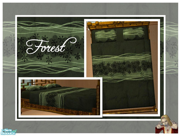 Sims 2 — Sendai Bedding Recolors -Forest by c_literati — Recolor of shtinky's Sendai Bedding, for Maxis beds. Thanks for