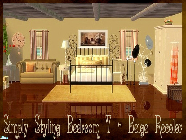 Sims 2 — Simply Styling Bedroom 7 - Beige Recolor by carrie8abug — A neutral recolor of Simply Styling\'s bedroom 7.