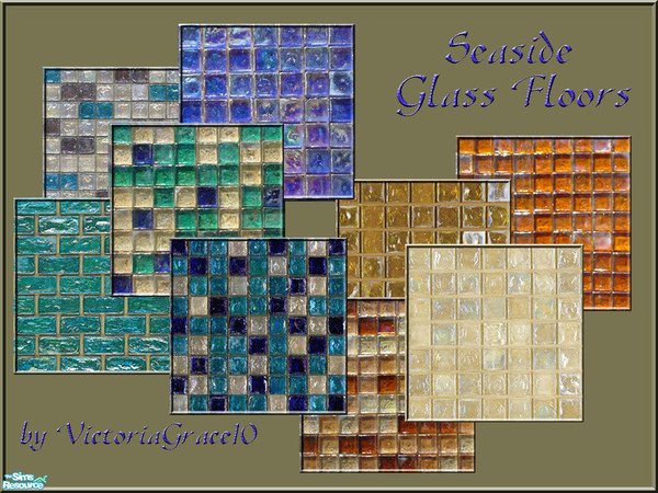 Sims 2 — Seaside Glass Floors by VictoriaGrace — The see-through color glass has an iridescent finish so the colors may