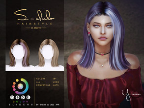 Sims 4 — Mi long female hairstyle(Yosi) by S-Club by S-Club — Mi long female hairstyle, 18 swatches, includ hat version