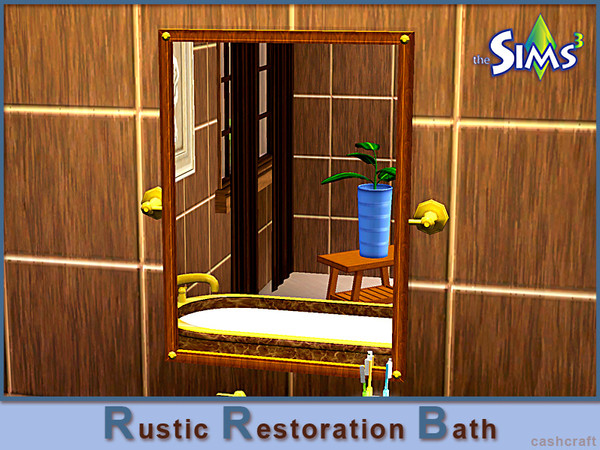 Sims 3 — Rustic Restoration Bath Mirror by Cashcraft — It's rustic bathroom mirror with a contemporary flair. Created by