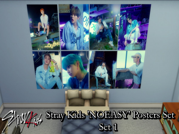 Sims 4 — Stray Kids 'NOEASY' Posters Set 1 - Requires Mesh by PhoenixTsukino — Set of posters featuring KPOP idol boy