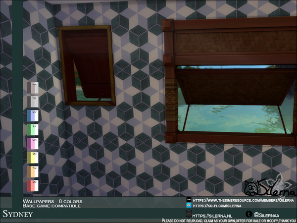 Sims 4 — Sydney by Silerna — - Basegame compatible - wallpapers - tiles - 8 colors - Please do not reupload, claim as