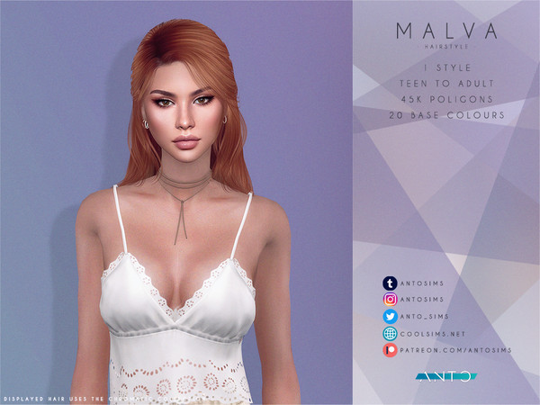 Sims 4 — [Patreon] Malva by Anto — Thank you so much for downloading my hairstyle. If you like my creations and you'd