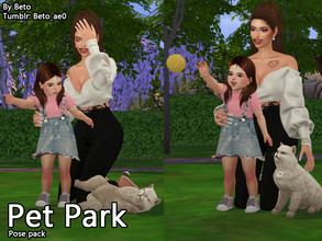 Sims 4 — Pet park (Pose pack) by Beto_ae0 — Family poses in the park with pets, I hope you like it - Includes 5 poses -