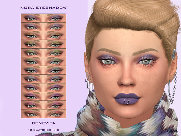 Sims 4 — Nora Eyeshadow [HQ] by Benevita — Nora Eyeshadow HQ Mod Compatible 12 Swatches I hope you like! :)