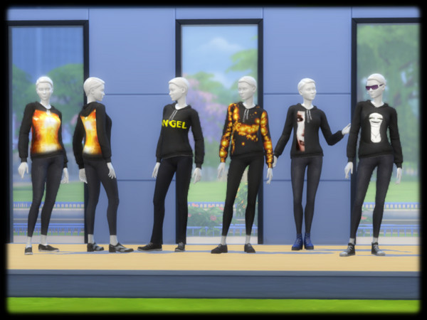 The Sims Resource - Black hoodie with print