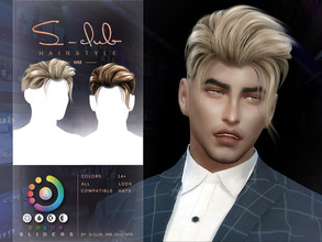 Sims 4 — Short man hair(David) by S-Club — Short man hair, 14 base colors, colors sliders/ HQ compatible, hope you like,