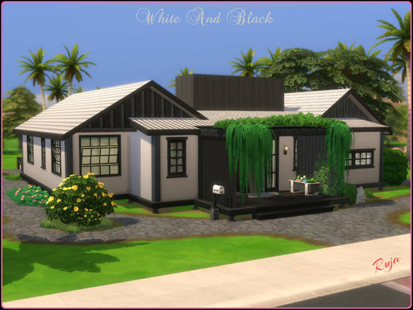 Sims 4 — White And Black by ruja2 — White And Black, a family home. It has two bedrooms, two bathrooms, a romantic