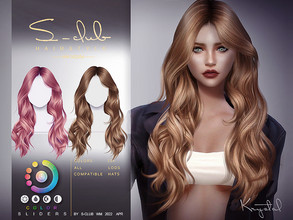 Sims 4 — Long wavy female hairstyle(Krystal) by S-Club — Long wavy female hairstyle, 15 swatches, compatible with hq and