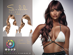 Sims 4 — Long wavy female with bangs hairstyle by S-Club — Long wavy female hairstyle with bangs, 10 swatches, compatible