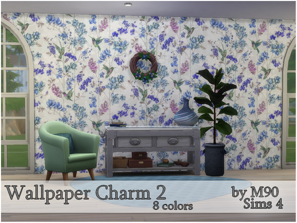 Sims 4 — M90 Charm 2 by Mircia90 — Wallpaper Charm in 8 colors. Inspired by real wallpaper.