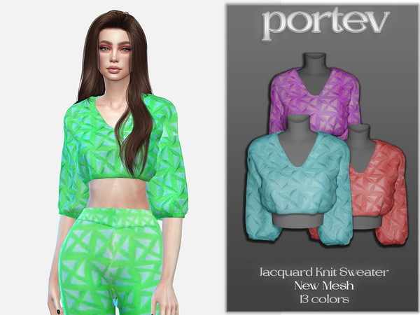 The Sims Resource - Jacquard Knit Sweater
