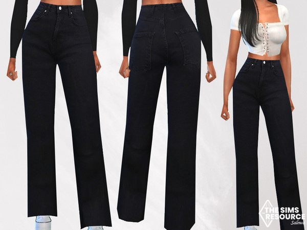 The Sims Resource - Wide Leg Black Mom Jean