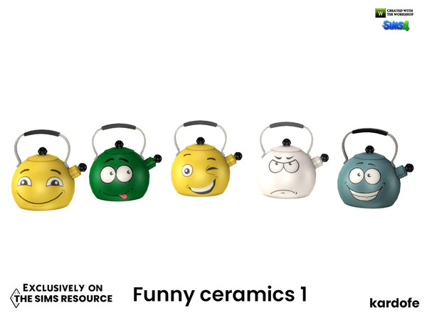 Sims 4 — kardofe_Funny ceramics_Teapot 2 by kardofe — Teapot with emoticon expressions, in five different options