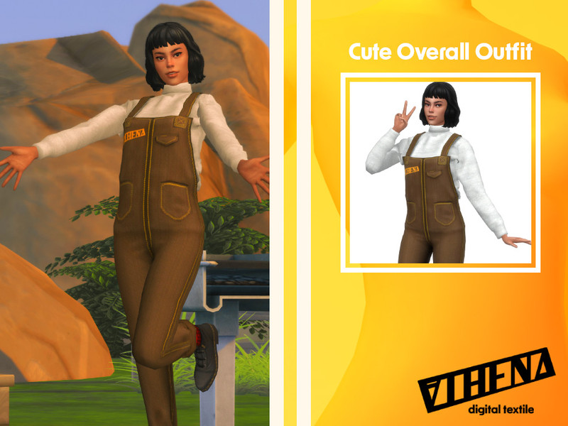 Sims 4 The Sims Resource | Cute Overall Outfit - VTHENA by TSR Creator