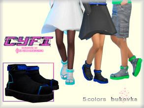 Sims 4 — CyFi  Boots Cyberpunk child by bukovka — Boots for children of both sexes, boys and girls. Installed