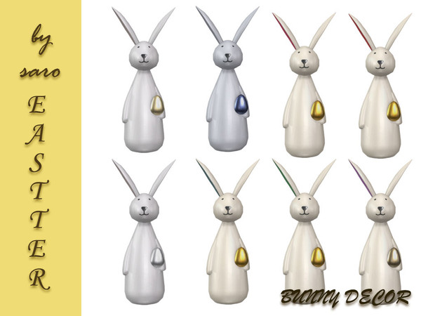 Sims 4 — SARO easter bunny egg by SSR99 — A ceramic bunny holding a shiny egg