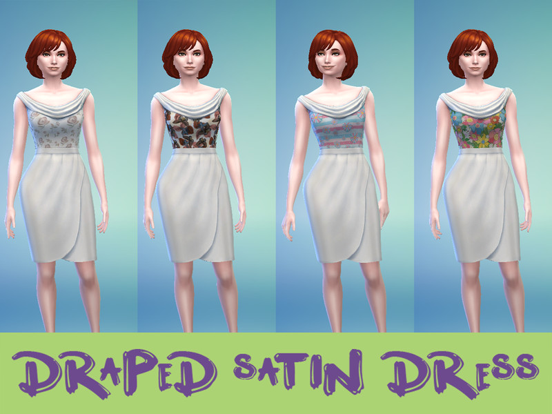 Sims 4 The Sims Resource | Flowy Flowers Part 1: Draped Satin Dress by TSR Creator