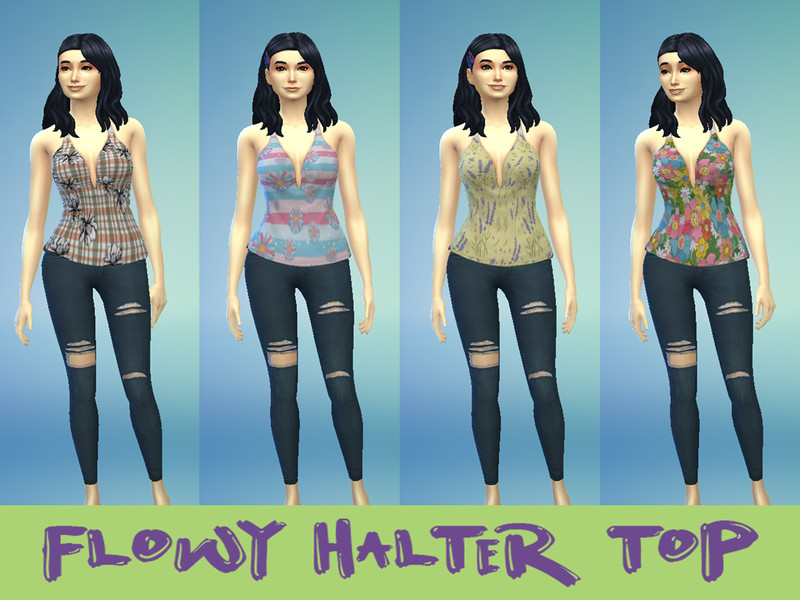 Sims 4 The Sims Resource | Flowy Flowers Part 2: Flowy Halter Top by TSR Creator