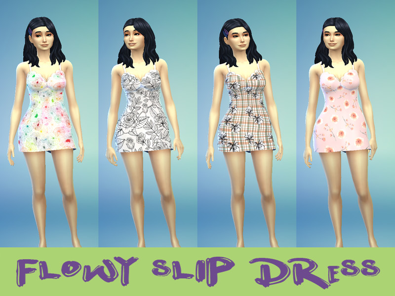 Sims 4 The Sims Resource | Flowy Flowers Part 1: Flowy Slip Dress by TSR Creator