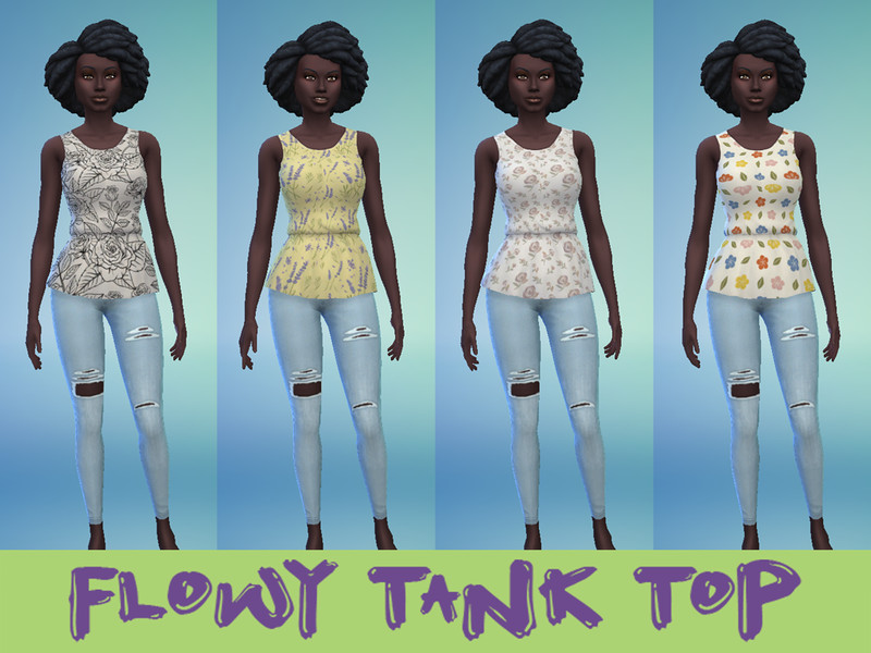 Sims 4 The Sims Resource | Flowy Flowers Part 2: Flowy Tank Top by TSR Creator