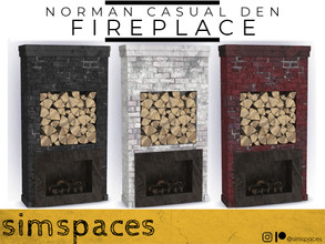 Sims 4 — Norman Casual Den - fireplace by simspaces — Part of the Norman Casual Den set: Rough, aged, but reliable. Warms