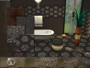 Sims 4 — Geo Hexagon Tile in dark brown floor set by Emerald — Liven up your living space with Hexagon Tiles that will
