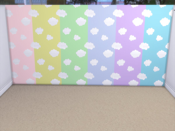 Sims 4 — Pastel wall with clouds by nicatnite — All 3 wall heights. 6 swatches